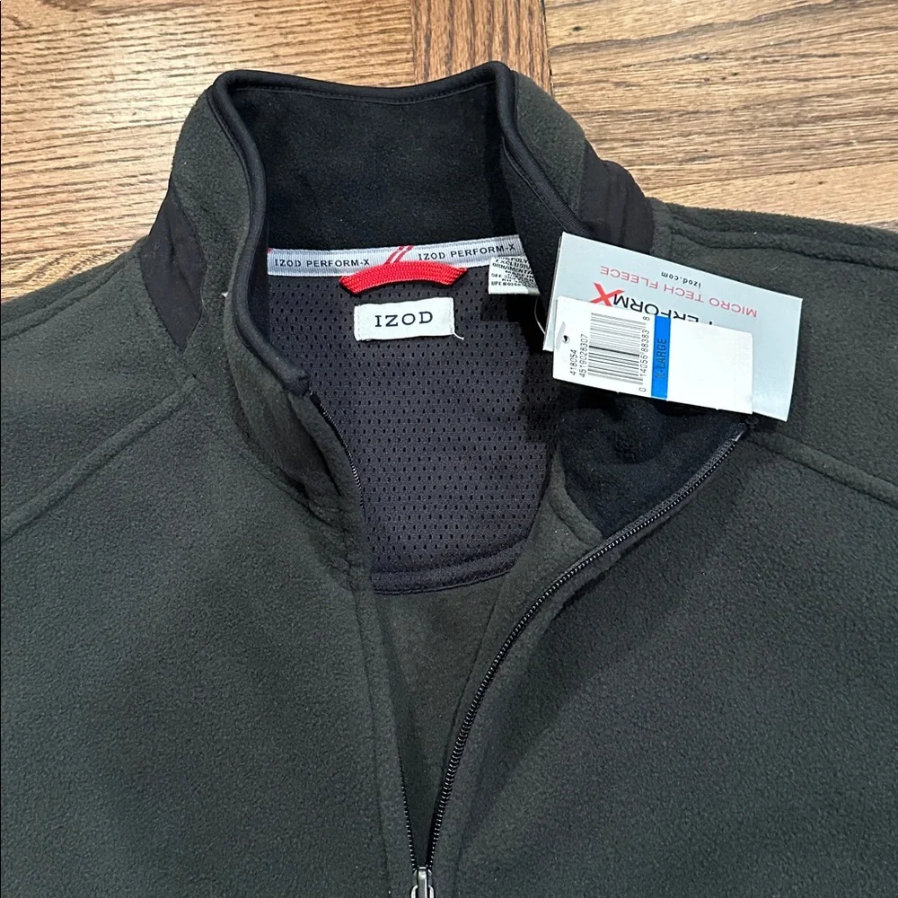 NWT- Izod Men's Dark Green /black Performance Jacket. Size XL